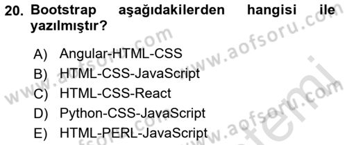 Web Arayüz Programlama Dersi 2023 - 2024 Yılı (Vize) Ara Sınav Soruları 20. Soru