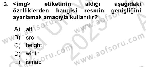 Web Arayüz Programlama Dersi 2023 - 2024 Yılı (Vize) Ara Sınav Soruları 3. Soru