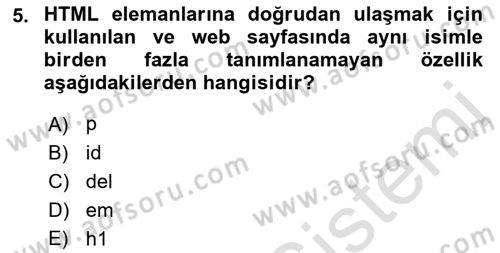 Web Arayüz Programlama Dersi 2023 - 2024 Yılı (Vize) Ara Sınav Soruları 5. Soru