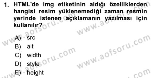 Web Arayüz Programlama Dersi 2023 - 2024 Yılı (Final) Dönem Sonu Sınavı 1. Soru