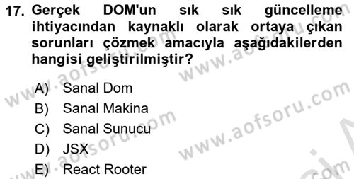 Web Arayüz Programlama Dersi 2023 - 2024 Yılı (Final) Dönem Sonu Sınavı 17. Soru