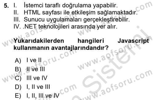 Web Arayüz Programlama Dersi 2023 - 2024 Yılı (Final) Dönem Sonu Sınavı 5. Soru