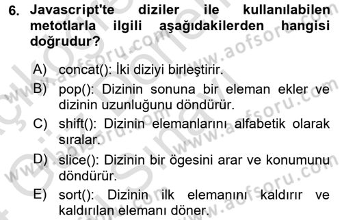 Web Arayüz Programlama Dersi 2023 - 2024 Yılı (Final) Dönem Sonu Sınavı 6. Soru