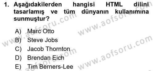 Web Arayüz Programlama Dersi 2023 - 2024 Yılı Yaz Okulu Sınav Soruları 1. Soru