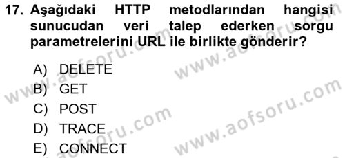 Web Arayüz Programlama Dersi 2023 - 2024 Yılı Yaz Okulu Sınav Soruları 17. Soru