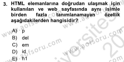 Web Arayüz Programlama Dersi 2023 - 2024 Yılı Yaz Okulu Sınav Soruları 3. Soru