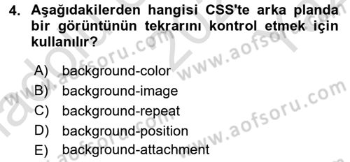 Web Arayüz Programlama Dersi 2023 - 2024 Yılı Yaz Okulu Sınav Soruları 4. Soru
