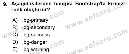 Web Arayüz Programlama Dersi 2023 - 2024 Yılı Yaz Okulu Sınav Soruları 9. Soru
