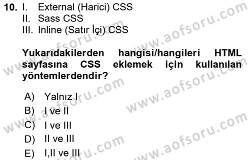 Web Arayüz Programlama Dersi 2024 - 2025 Yılı (Vize) Ara Sınav Soruları 10. Soru