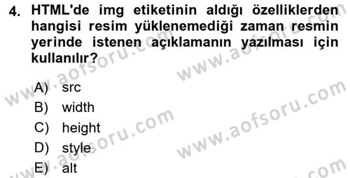 Web Arayüz Programlama Dersi 2024 - 2025 Yılı (Vize) Ara Sınav Soruları 4. Soru