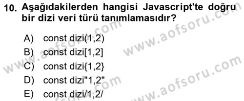 Web Arayüz Programlama Dersi 2024 - 2025 Yılı (Final) Dönem Sonu Sınav Soruları 10. Soru