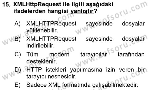 Web Arayüz Programlama Dersi 2024 - 2025 Yılı (Final) Dönem Sonu Sınav Soruları 15. Soru