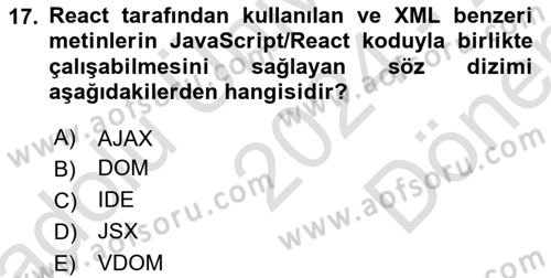 Web Arayüz Programlama Dersi 2024 - 2025 Yılı (Final) Dönem Sonu Sınav Soruları 17. Soru