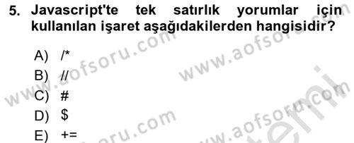 Web Arayüz Programlama Dersi 2024 - 2025 Yılı (Final) Dönem Sonu Sınav Soruları 5. Soru