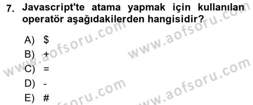 Web Arayüz Programlama Dersi 2024 - 2025 Yılı (Final) Dönem Sonu Sınav Soruları 7. Soru