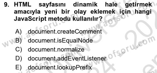 Web Arayüz Programlama Dersi 2024 - 2025 Yılı (Final) Dönem Sonu Sınav Soruları 9. Soru