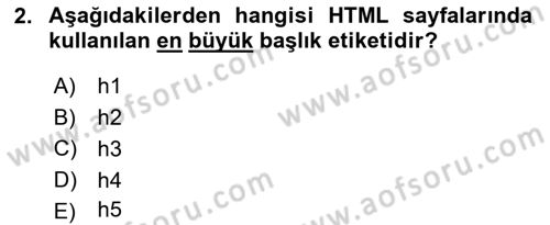 Web Arayüz Programlama Dersi 2024 - 2025 Yılı Yaz Okulu Sınav Soruları 2. Soru
