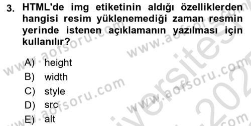Web Arayüz Programlama Dersi 2024 - 2025 Yılı Yaz Okulu Sınav Soruları 3. Soru