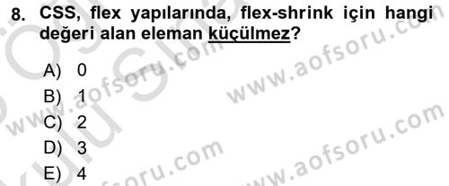 Web Arayüz Programlama Dersi 2024 - 2025 Yılı Yaz Okulu Sınav Soruları 8. Soru