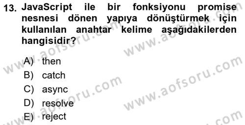 Web Arayüz Programlama Dersi 2025 - 2026 Yılı (Final) Dönem Sonu Sınav Soruları 13. Soru