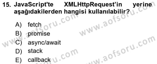 Web Arayüz Programlama Dersi 2025 - 2026 Yılı (Final) Dönem Sonu Sınav Soruları 15. Soru