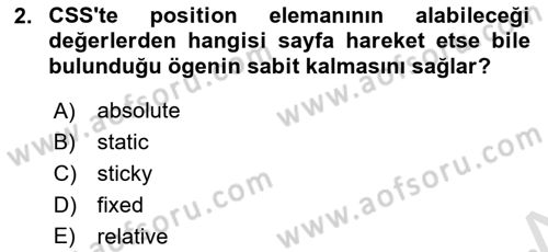 Web Arayüz Programlama Dersi 2025 - 2026 Yılı (Final) Dönem Sonu Sınav Soruları 2. Soru