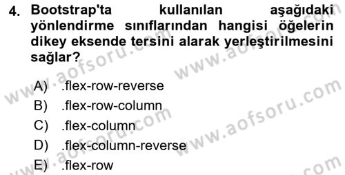 Web Arayüz Programlama Dersi 2025 - 2026 Yılı (Final) Dönem Sonu Sınav Soruları 4. Soru