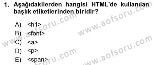 Web Arayüz Programlama Dersi 2025 - 2026 Yılı Yaz Okulu Sınav Soruları 1. Soru