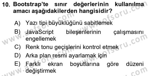 Web Arayüz Programlama Dersi 2025 - 2026 Yılı Yaz Okulu Sınav Soruları 10. Soru