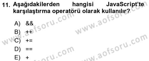 Web Arayüz Programlama Dersi 2025 - 2026 Yılı Yaz Okulu Sınav Soruları 11. Soru
