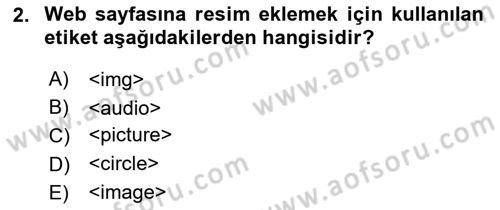 Web Arayüz Programlama Dersi 2025 - 2026 Yılı Yaz Okulu Sınav Soruları 2. Soru