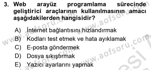 Web Arayüz Programlama Dersi 2025 - 2026 Yılı Yaz Okulu Sınav Soruları 3. Soru