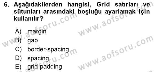 Web Arayüz Programlama Dersi 2025 - 2026 Yılı Yaz Okulu Sınav Soruları 6. Soru