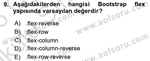 Web Arayüz Programlama Dersi 2025 - 2026 Yılı Yaz Okulu Sınav Soruları 9. Soru