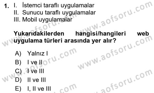 Web Sunucu Programlama Dersi 2022 - 2023 Yılı Yaz Okulu Sınav Soruları 1. Soru