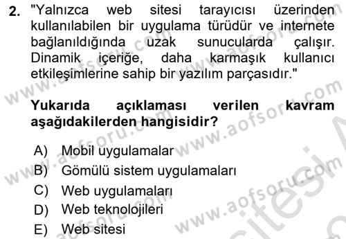 Web Sunucu Programlama Dersi 2022 - 2023 Yılı Yaz Okulu Sınav Soruları 2. Soru