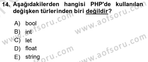Web Sunucu Programlama Dersi 2023 - 2024 Yılı (Vize) Ara Sınav Soruları 14. Soru