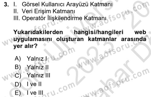 Web Sunucu Programlama Dersi 2023 - 2024 Yılı (Vize) Ara Sınav Soruları 3. Soru