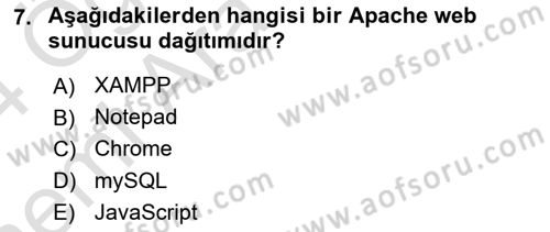 Web Sunucu Programlama Dersi 2023 - 2024 Yılı (Vize) Ara Sınav Soruları 7. Soru