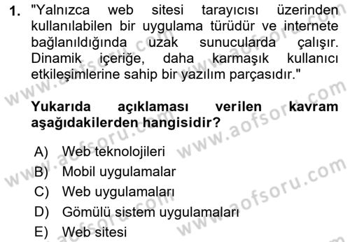 Web Sunucu Programlama Dersi 2023 - 2024 Yılı (Final) Dönem Sonu Sınav Soruları 1. Soru