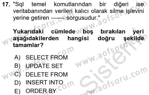 Web Sunucu Programlama Dersi 2023 - 2024 Yılı (Final) Dönem Sonu Sınav Soruları 17. Soru