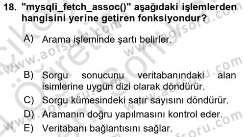 Web Sunucu Programlama Dersi 2023 - 2024 Yılı (Final) Dönem Sonu Sınav Soruları 18. Soru