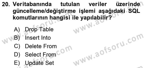 Web Sunucu Programlama Dersi 2023 - 2024 Yılı (Final) Dönem Sonu Sınav Soruları 20. Soru