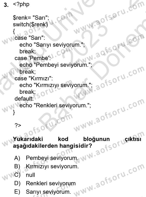 Web Sunucu Programlama Dersi 2023 - 2024 Yılı (Final) Dönem Sonu Sınav Soruları 3. Soru