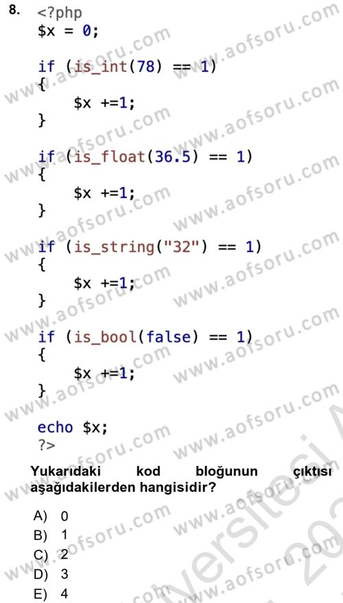 Web Sunucu Programlama Dersi 2023 - 2024 Yılı (Final) Dönem Sonu Sınav Soruları 8. Soru