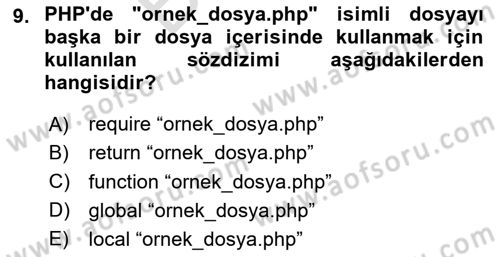 Web Sunucu Programlama Dersi 2023 - 2024 Yılı (Final) Dönem Sonu Sınav Soruları 9. Soru