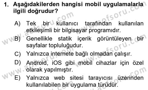 Web Sunucu Programlama Dersi 2024 - 2025 Yılı (Vize) Ara Sınav Soruları 1. Soru