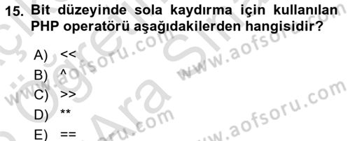 Web Sunucu Programlama Dersi 2024 - 2025 Yılı (Vize) Ara Sınav Soruları 15. Soru