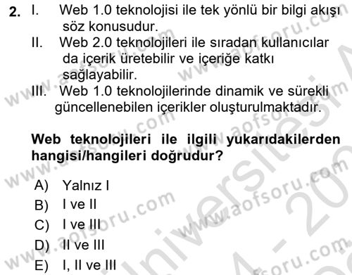 Web Sunucu Programlama Dersi 2024 - 2025 Yılı (Vize) Ara Sınav Soruları 2. Soru