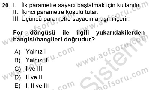Web Sunucu Programlama Dersi 2024 - 2025 Yılı (Vize) Ara Sınav Soruları 20. Soru